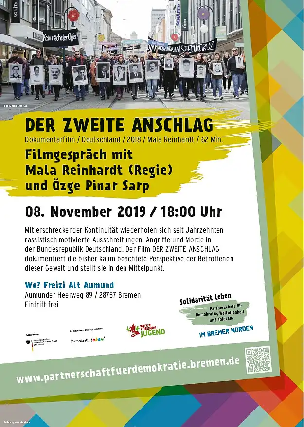 Ankündigungsplakat zur Filmvorführung Der zweite Anschlag