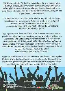 Rückseite des Flsyers mit den nützlichen Informationen zum Jugendforum