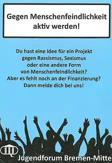 Ein blauer Flyer zum Jugendforum Mitte zum Mitmachen